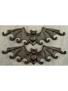 Set of 2 Sturdy Gothic Bat 8 Hook Wall Organizers